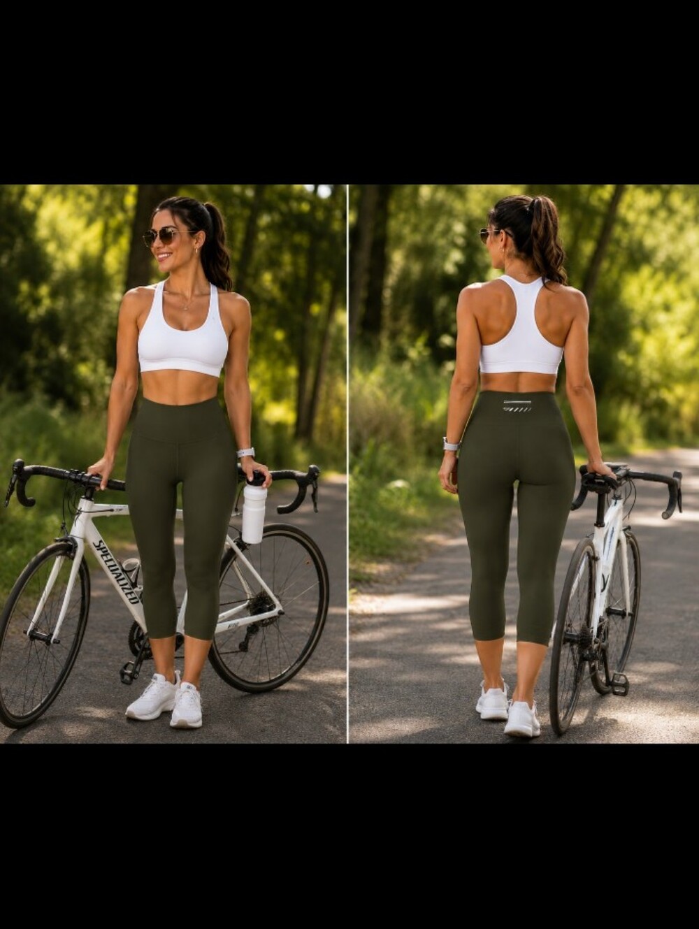 Cycle/Bike Olive Green High-Waisted 3/4 Padded Leggings‎ Sz M Wulibike